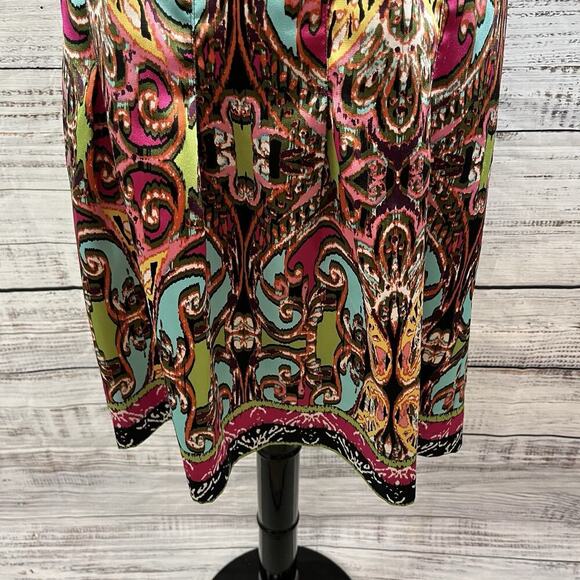 Lane Bryant Skirt sz 14 Pink Green Paisley Satin Knee A Line Modest Boho Wedding - Picture 3 of 7